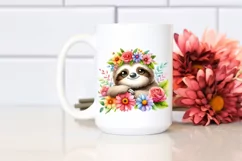 Vibrant Sloth with Flower Crown, Transparent PNG Product Image 2
