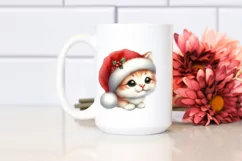 Cute Baby Cat with Santa Hat PNG Product Image 2