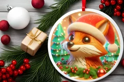 Christmas Round Cute Ornament Sublimation Product Image 1