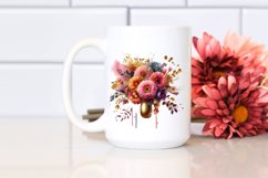 Colorful Watercolor Bouquet in Gold Foil | Clipart Product Image 2