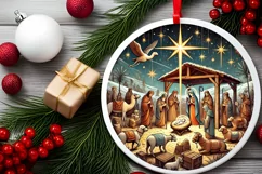 Round Christmas Ornament Sublimation|Clipart Product Image 1
