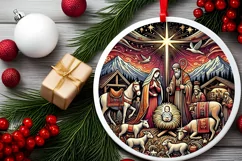 Round Christmas Ornament Sublimation|Clipart Product Image 1