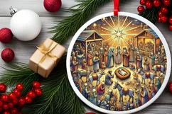 Round Christmas Ornament Sublimation|Clipart Product Image 1