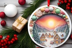 Pastel Christmass Scene Ornament PNG Product Image 2
