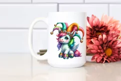 Colorful Baby Unicorn with Jester's Hat PNG Product Image 2