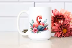 Reading Flamingo Watercolor Clipart Product Image 2