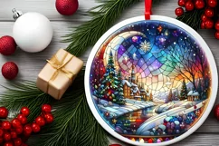 Round Christmas Ornament Sublimation|Clipart Product Image 2