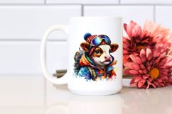 Colorful Baby Cow with Mountaineer&#039;s Gear PNG Product Image 2