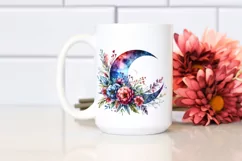 Vibrant Half Moon with Flowers, Transparent PNG Product Image 2