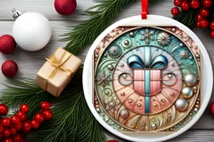 Round Christmas Ornament Sublimation|Clipart Product Image 1