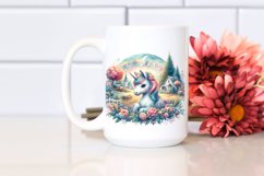 Colorful Baby Unicorn with Country Scene PNG Product Image 2
