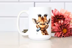 Detailed Giraffe Portrait Tongue Out | Clipart Product Image 2