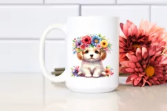 Colorful Flowers Puppy Clipart Product Image 2