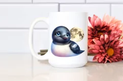 Colorful Bearded Seal Baby Moon | Sublimation | Clipart Product Image 2