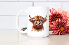 Watercolor Highland Cow es with Big Eyes Product Image 2