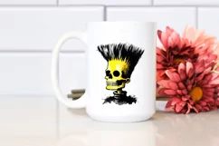 Skull with Hair, Washed, Simple PNG Product Image 2