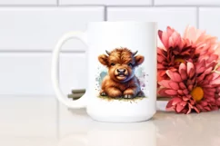 Cute Baby Highland Cow Sitting | Sublimation | Clipart Product Image 2