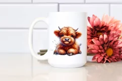 Cute Baby Highland Cow Sitting | Sublimation | Clipart Product Image 2