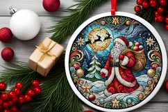 Round Christmas Ornament Sublimation|Clipart Product Image 1