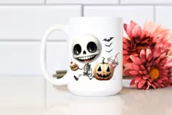 Funny Halloween Clipart with Skeleton PNG Product Image 2