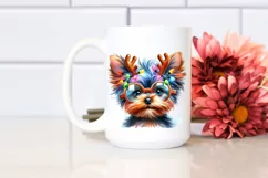 Baby Yorkshire Terrier with Reindeer Horns, High-Res PNG Product Image 2
