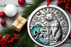 Round Christmas Ornament Sublimation|Clipart Product Image 1