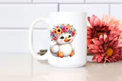 Cartoon Duck Flower Crown Clipart Product Image 2