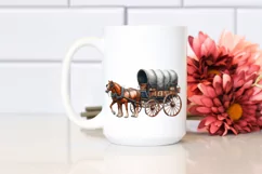 Vintage Rusted Horse Wagon with USA Flag | Sublimation Product Image 2
