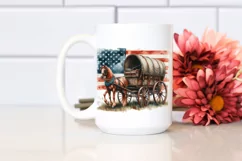 Vintage Rusted Horse Wagon with USA Flag | Sublimation Product Image 2