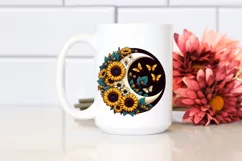 Retro Moon with Sunflowers, Transparent PNG Product Image 2