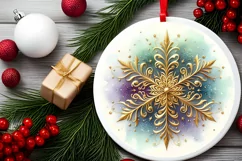 Snow Flake Christmas Round Cute Ornament Sublimation Product Image 1