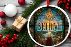 Believe Christmas Round Ornament Sublimation Product Image 1