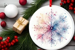 Snow Flake Christmas Round Cute Ornament Sublimation Product Image 1