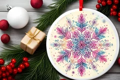 Snow Flake Christmas Round Cute Ornament Sublimation Product Image 1