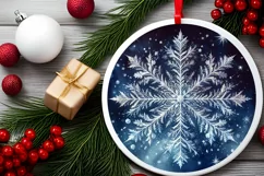 Snow Flake Christmas Round Cute Ornament Sublimation Product Image 1
