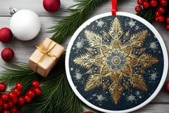 Snow Flake Christmas Round Cute Ornament Sublimation Product Image 1
