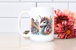 Baby Unicorn on Italian Street, Colorful PNG Product Image 2