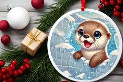 Round Christmas Ornament Sublimation|Clipart Product Image 1