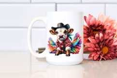 Colorful Watercolor Baby Cow Square Dancer&#039;s Outfit PNG Product Image 2