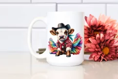 Colorful Watercolor Baby Cow Square Dancer's Outfit PNG Product Image 2