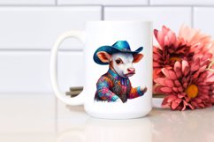 Colorful Watercolor Baby Cow Square Dancer&#039;s Outfit PNG Product Image 2