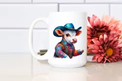 Colorful Watercolor Baby Cow Square Dancer's Outfit PNG Product Image 2
