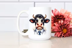 Cow Funny Big-eyed Tie-wearing Cow Character Product Image 2