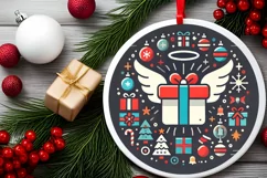 Round Christmas Ornament Sublimation|Clipart Product Image 1