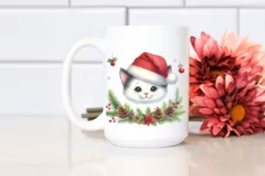 Colorful Cat with Santa Hat, High-Res PNG Product Image 2