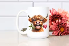 Cow Highland Cow Biting Rose and Tulip Mouth Product Image 2
