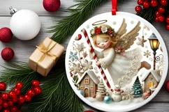 Round Christmas Ornament Sublimation|Clipart Product Image 1