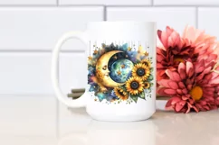 Vibrant Moon with Hanging Stars and Sunflowers, Transparent Product Image 2