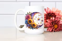 Vibrant Moon with Hanging Stars and Sunflowers, Transparent Product Image 2