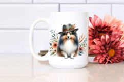 Sublimation Clipart of Shetland Sheepdog with Floral Frame Product Image 2
